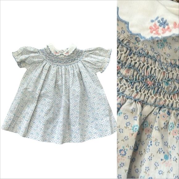 Other - Vintage Carriage Boutiques Floral Pink Blue Embroidered Dress 24M